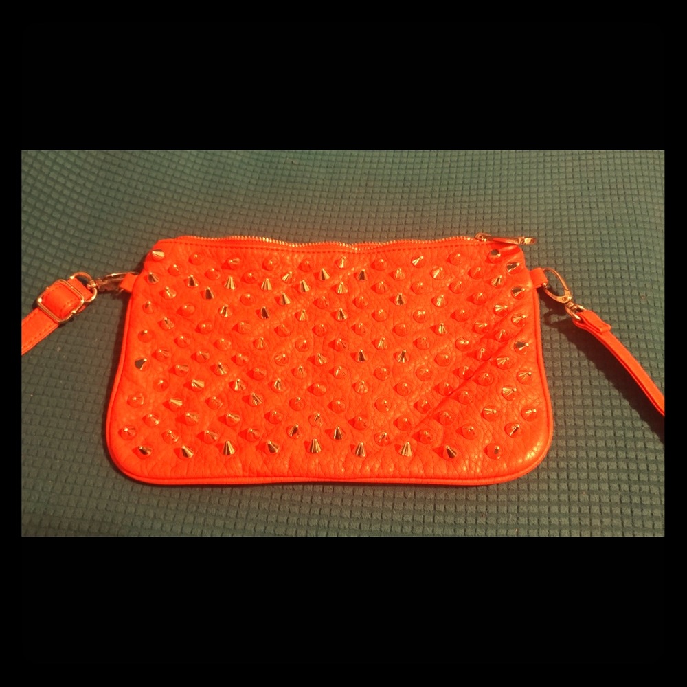 Steve Madden Mini Spiked Orange Leather Bag